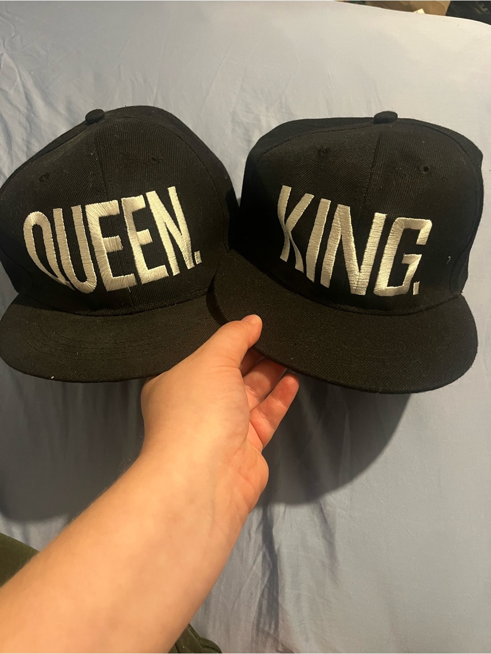 King and queen matching SnapBack hats couples couple goals